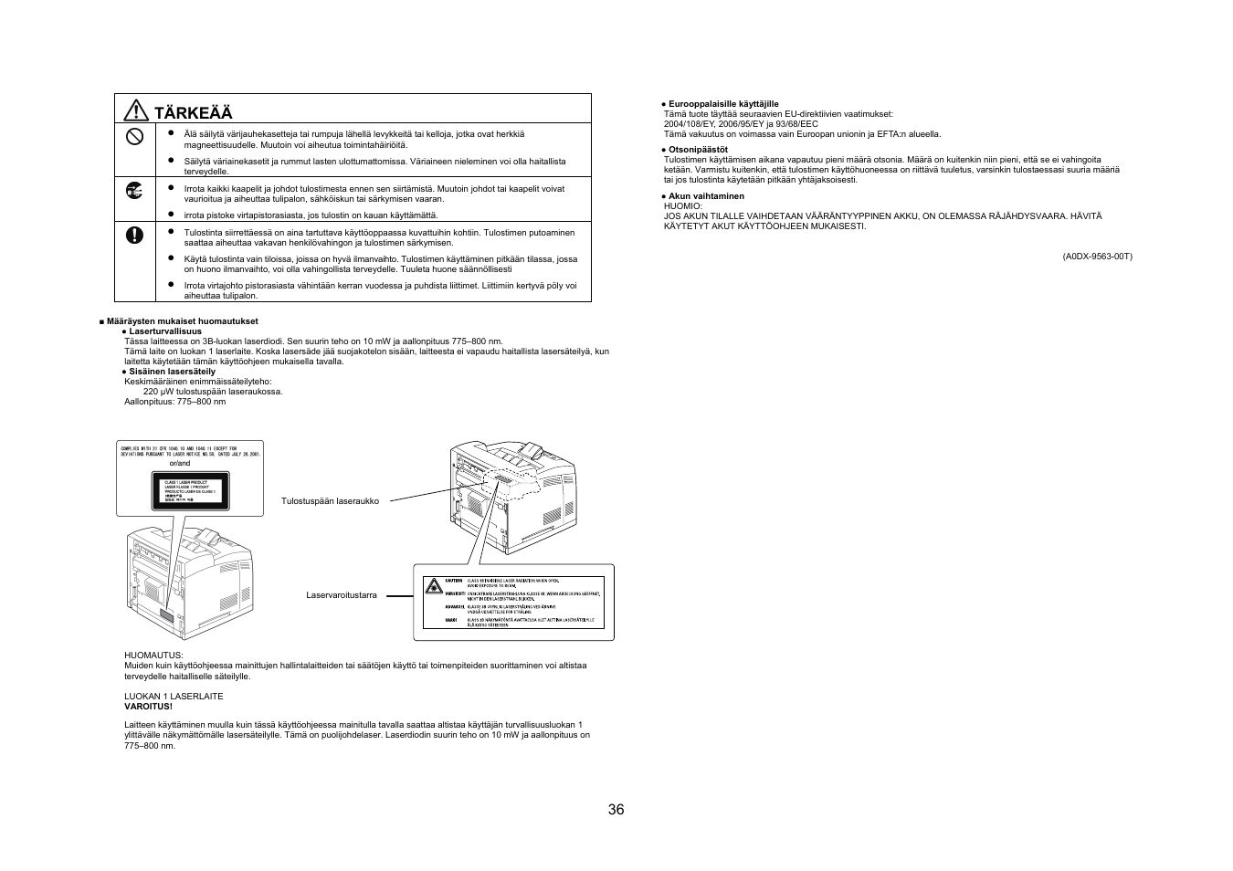 Tärkeää | Konica Minolta bizhub 40P User Manual | Page 35 / 40