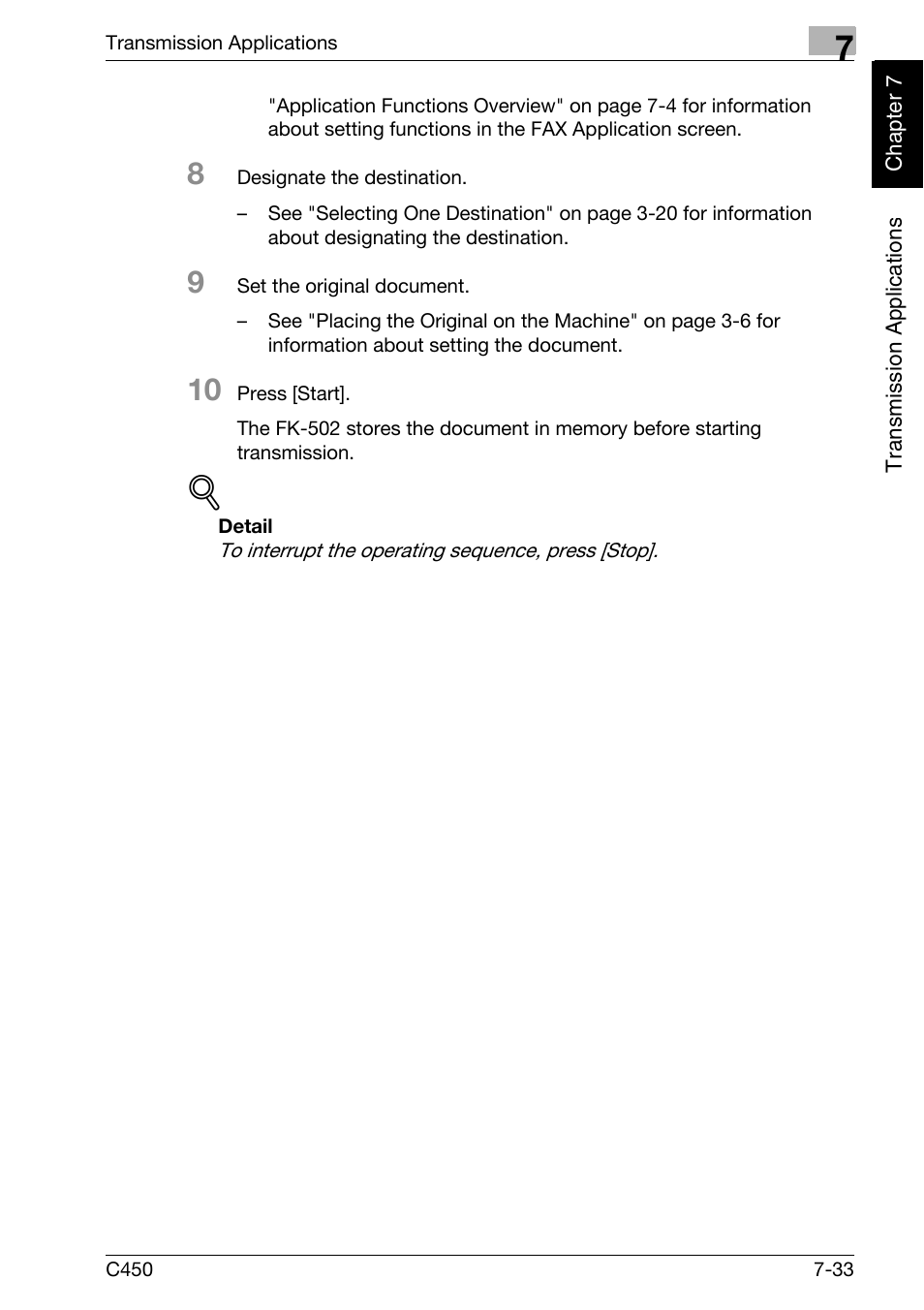 Konica Minolta FK-502 User Manual | Page 170 / 450