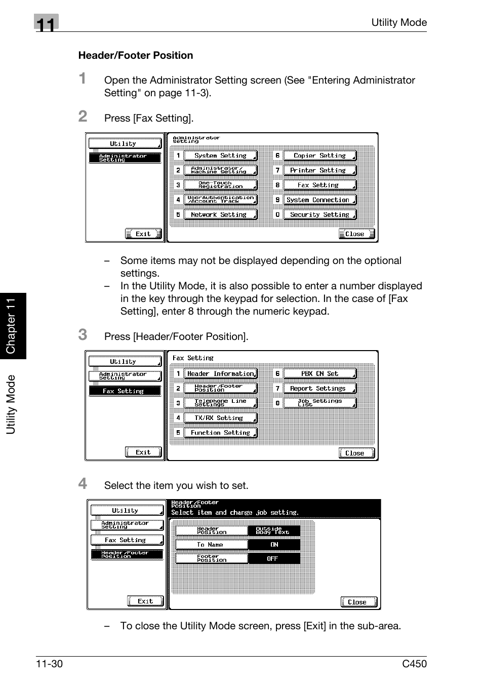 Header/footer position | Konica Minolta FK-502 User Manual | Page 289 / 450