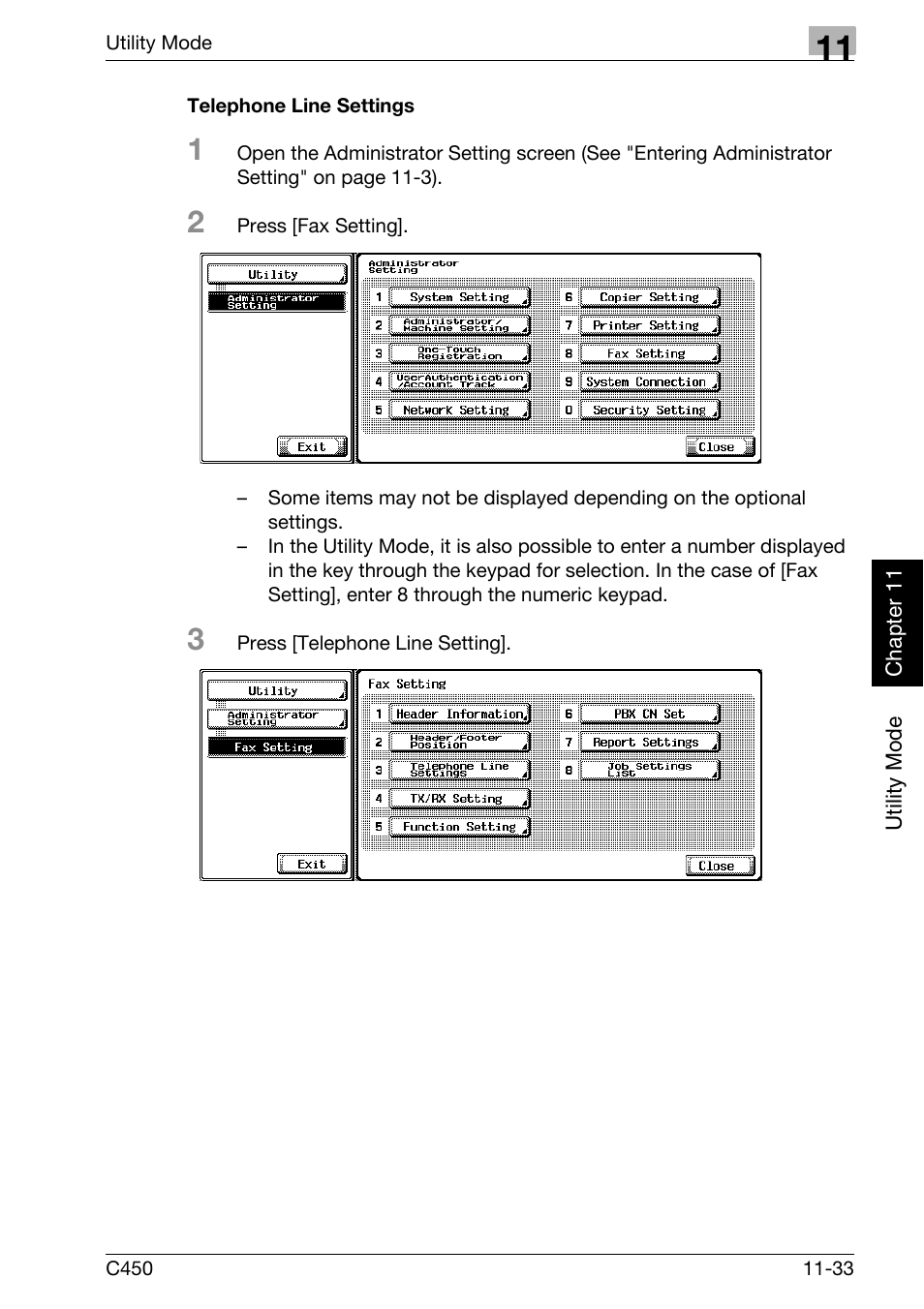 Telephone line settings | Konica Minolta FK-502 User Manual | Page 292 / 450