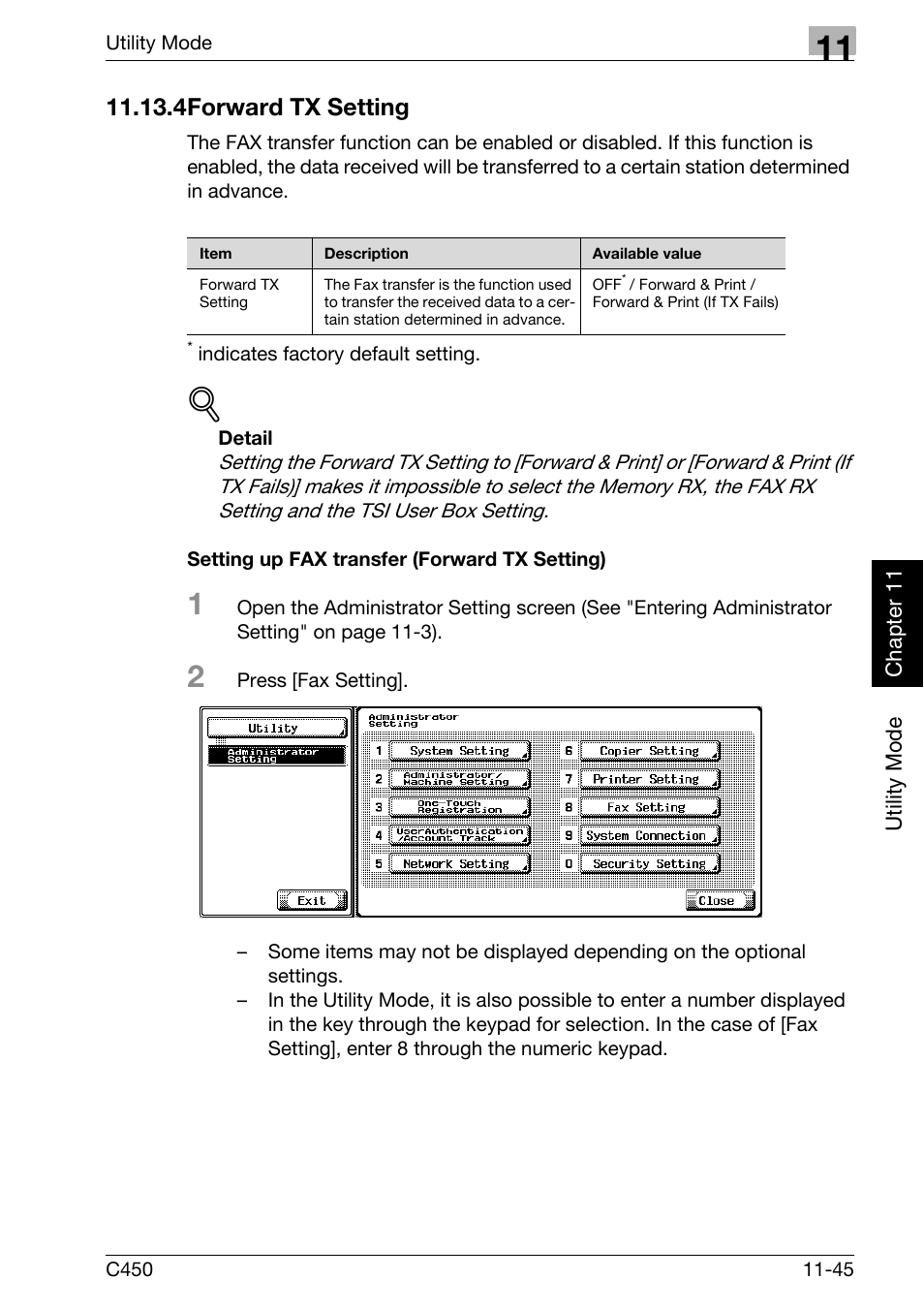 4 forward tx setting, Setting up fax transfer (forward tx setting), Forward tx setting -45 | Konica Minolta FK-502 User Manual | Page 304 / 450