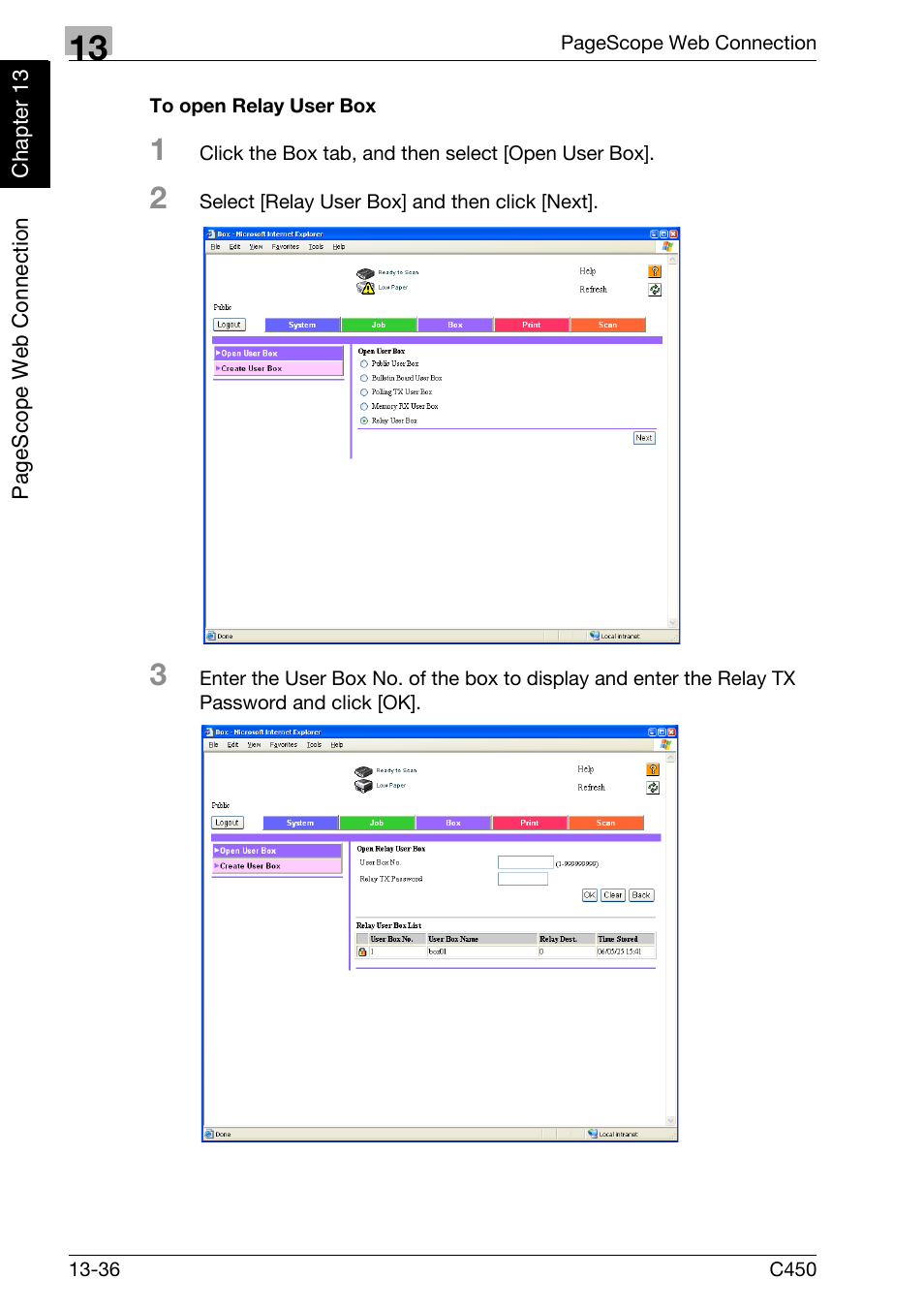 To open relay user box | Konica Minolta FK-502 User Manual | Page 425 / 450