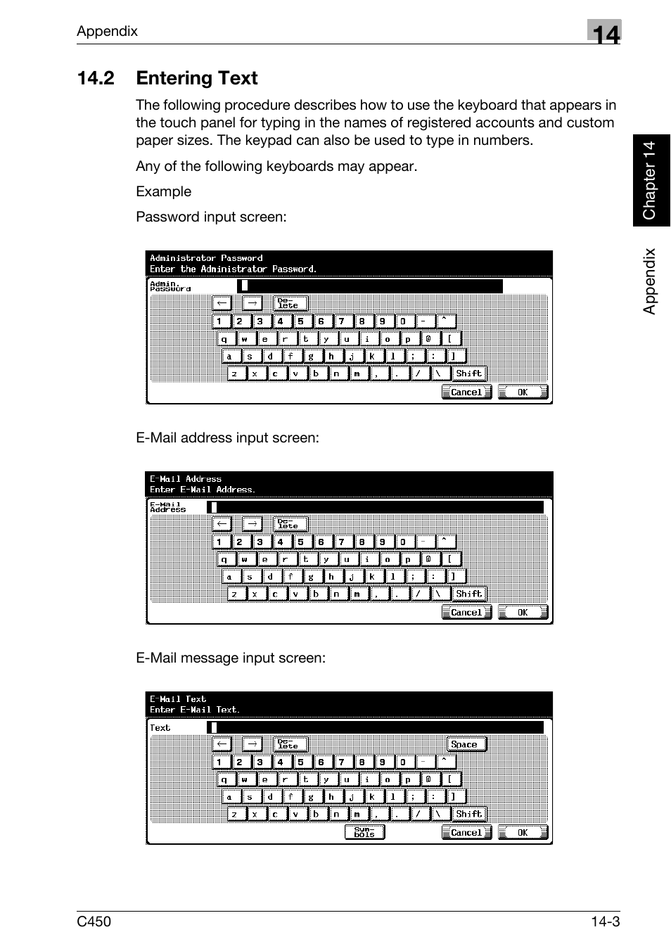 2 entering text, Entering text -3 | Konica Minolta FK-502 User Manual | Page 436 / 450