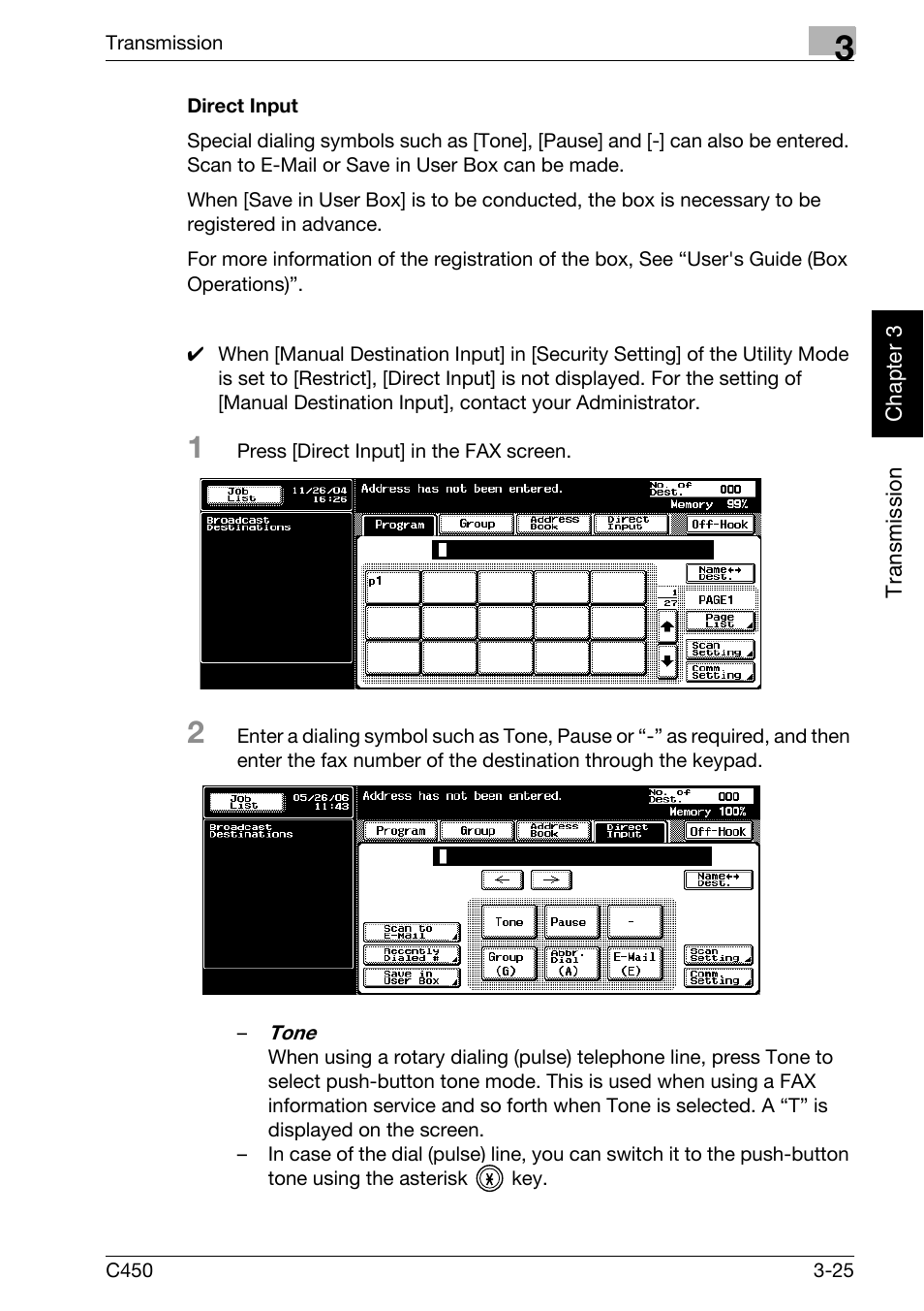 Direct input | Konica Minolta FK-502 User Manual | Page 80 / 450