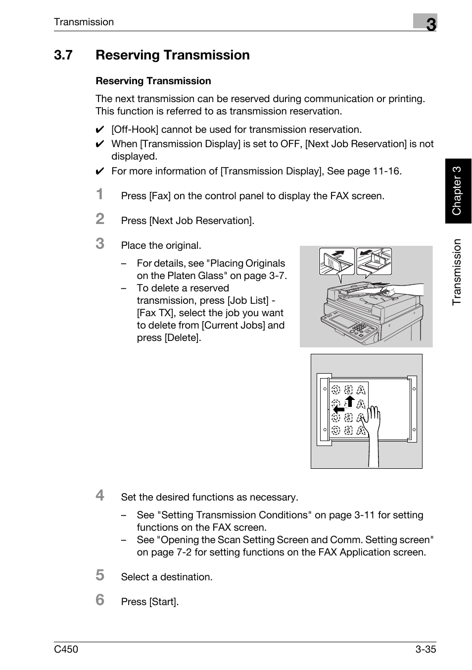 7 reserving transmission, Reserving transmission, Reserving transmission -35 | Konica Minolta FK-502 User Manual | Page 90 / 450