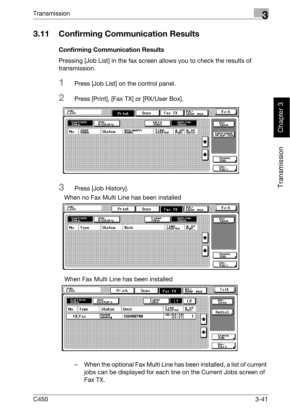 11 confirming communication results, Confirming communication results, Confirming communication results -41 | Konica Minolta FK-502 User Manual | Page 96 / 450