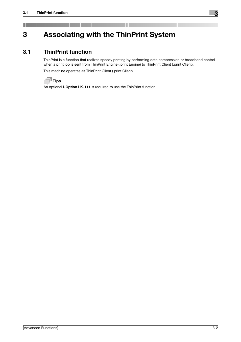 3 associating with the thinprint system, 1 thinprint function, Associating with the thinprint system | Thinprint function -2, 3associating with the thinprint system | Konica Minolta bizhub 4050 User Manual | Page 11 / 15