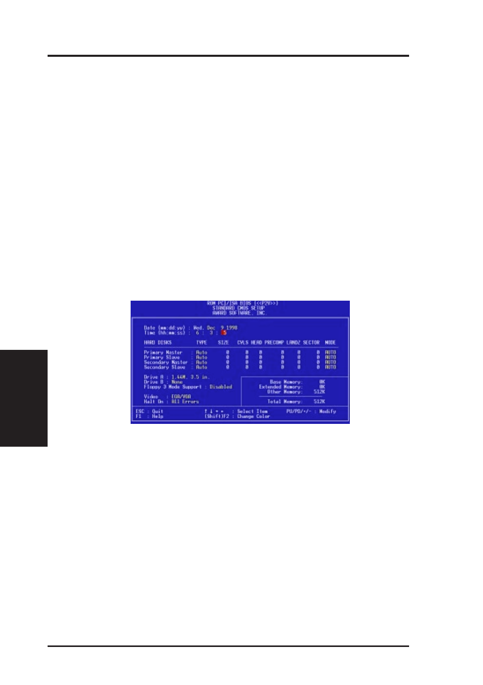 Iv. bios software, Standard cmos setup | Asus II/CELERON P2V User Manual | Page 38 / 64