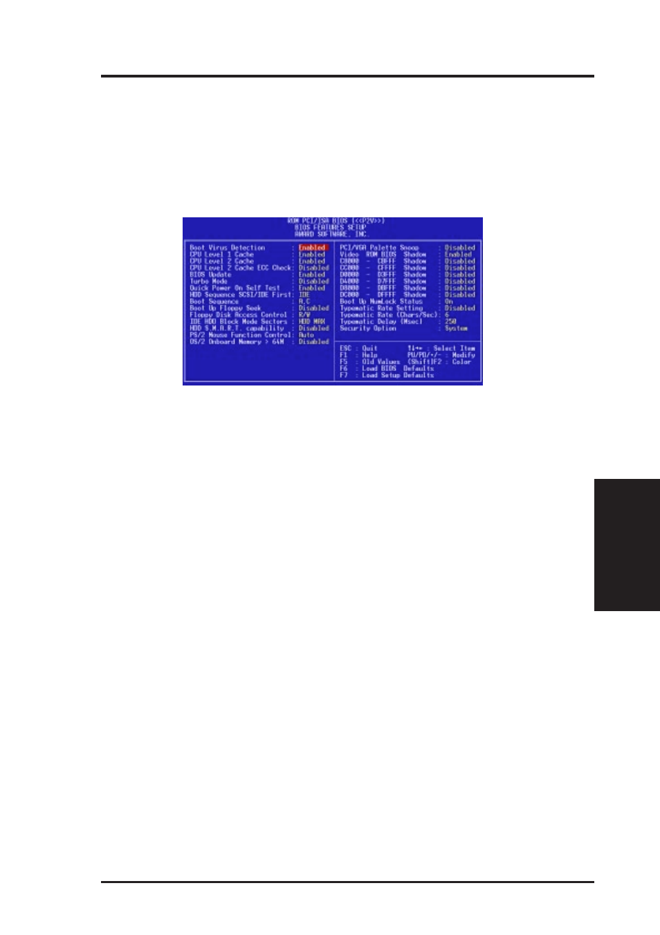 Iv. bios software, Bios features setup | Asus II/CELERON P2V User Manual | Page 41 / 64