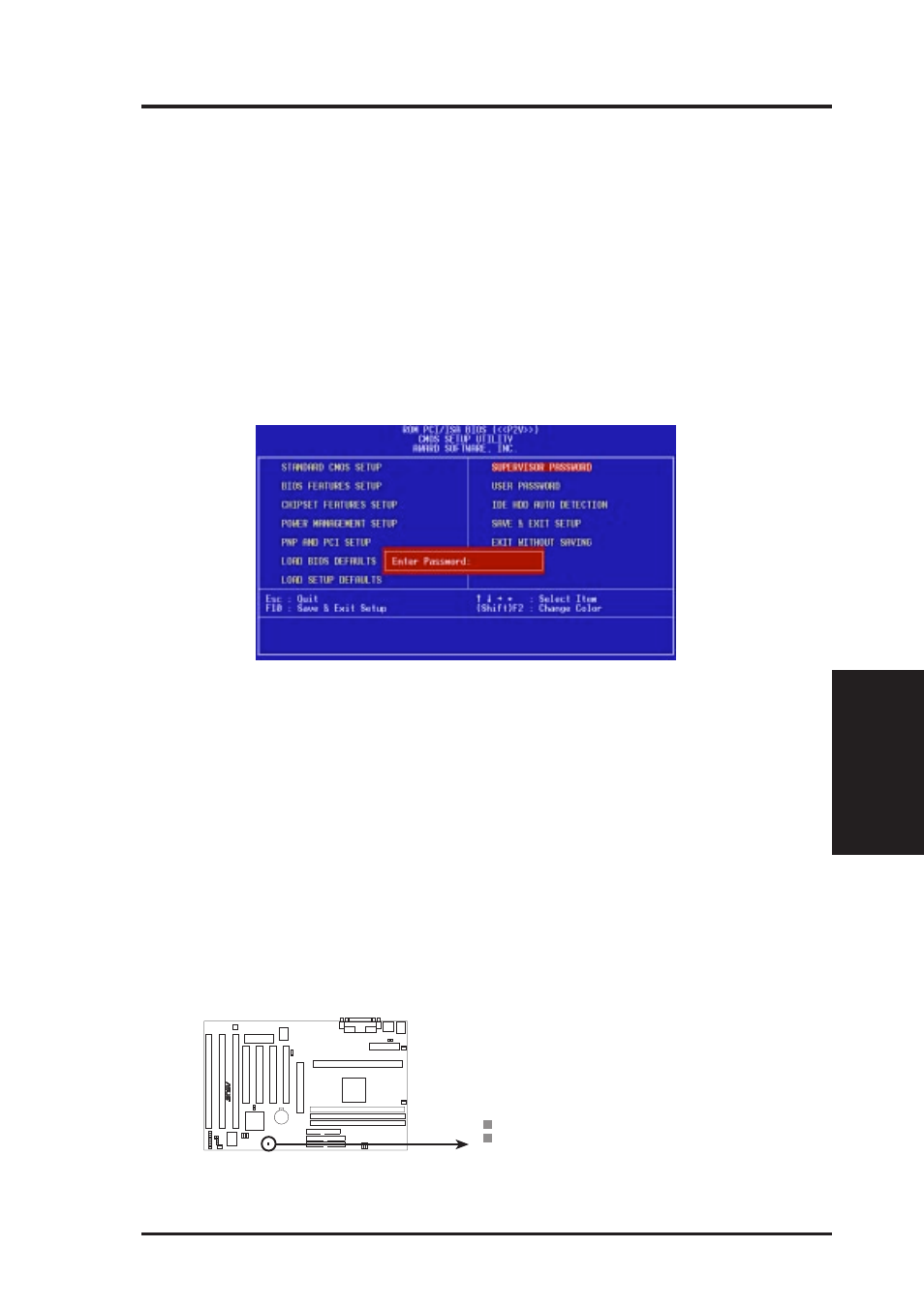 Iv. bios software, Supervisor password and user password | Asus II/CELERON P2V User Manual | Page 53 / 64