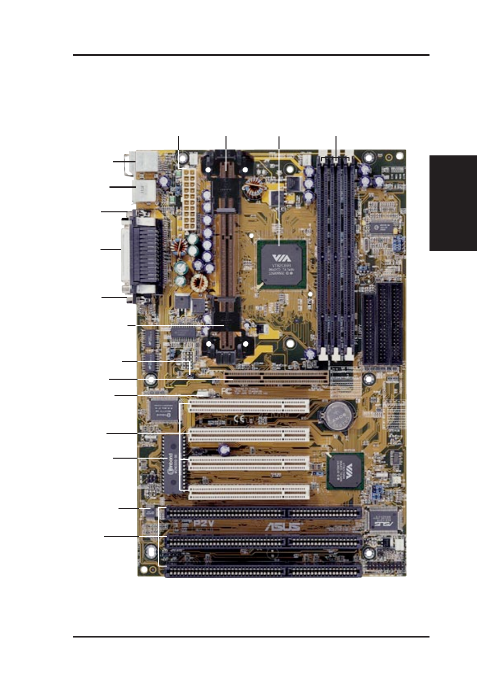 Ii. features, The asus p2v motherboard, Asus p2v user’s manual 9 | Ii. fea tures motherboard parts | Asus II/CELERON P2V User Manual | Page 9 / 64
