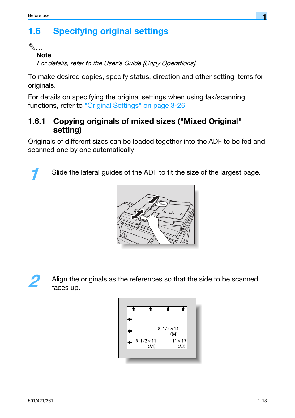 6 specifying original settings, 6 specifying original settings -13 | Konica Minolta bizhub 421 User Manual | Page 19 / 103