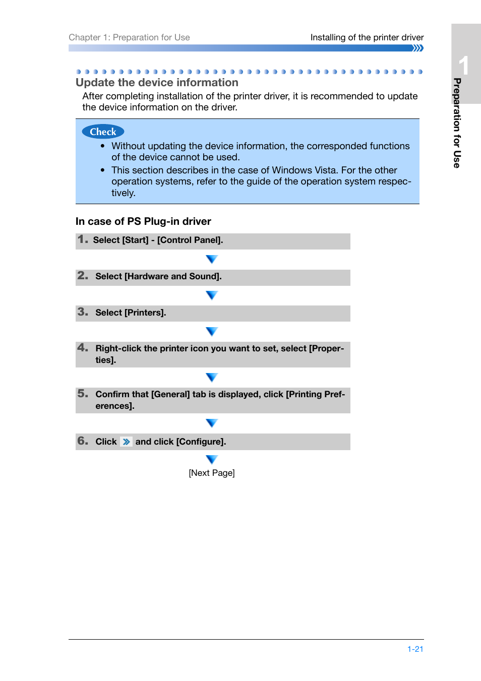 Update the device information, Update the device information -21 | Konica Minolta bizhub PRO 1200 User Manual | Page 31 / 134