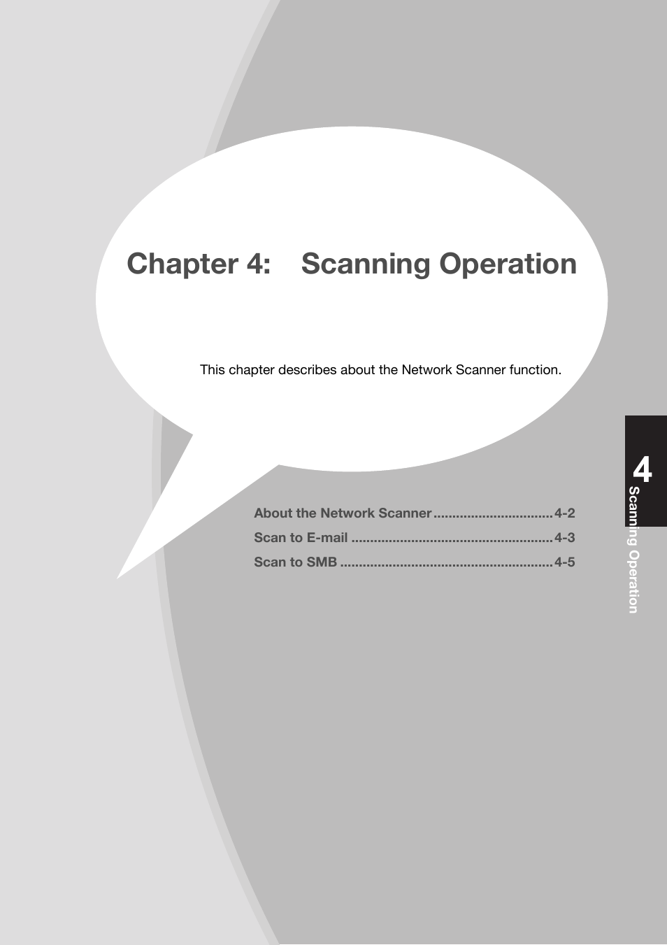 Chapter 4: scanning operation, Chapter 4:scanning operation -1 | Konica Minolta bizhub PRO 1200 User Manual | Page 83 / 134