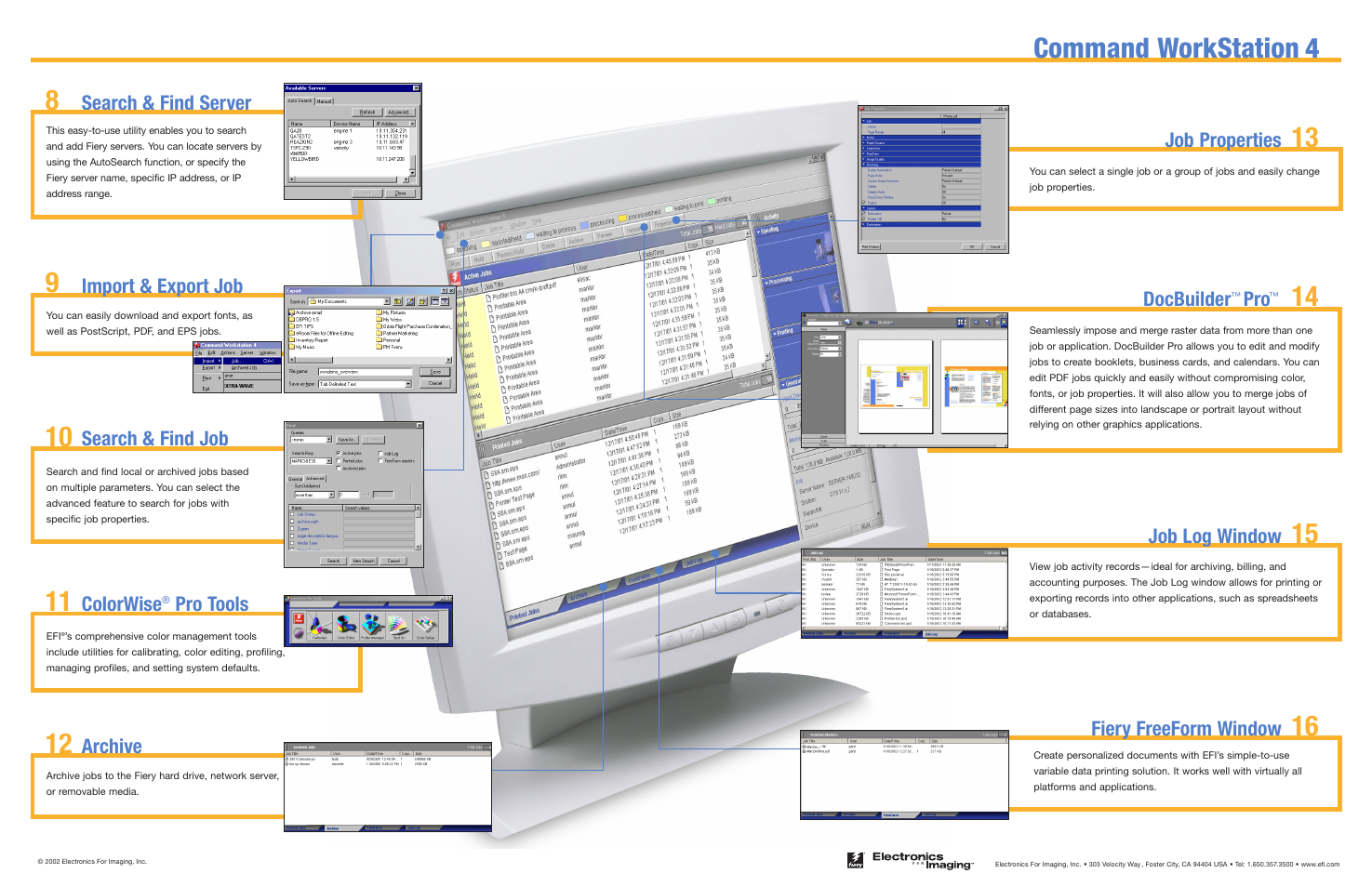 Command workstation 4, Fiery freeform window, Archive | Colorwise, Pro tools, Docbuilder, Job log window, Search & find server | Konica Minolta bizhub PRO C500 User Manual | Page 2 / 2