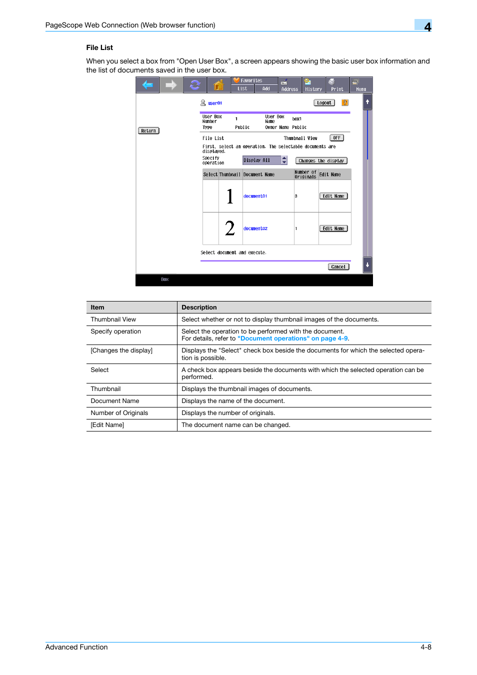 File list, File list -8 | Konica Minolta bizhub 751 User Manual | Page 33 / 84