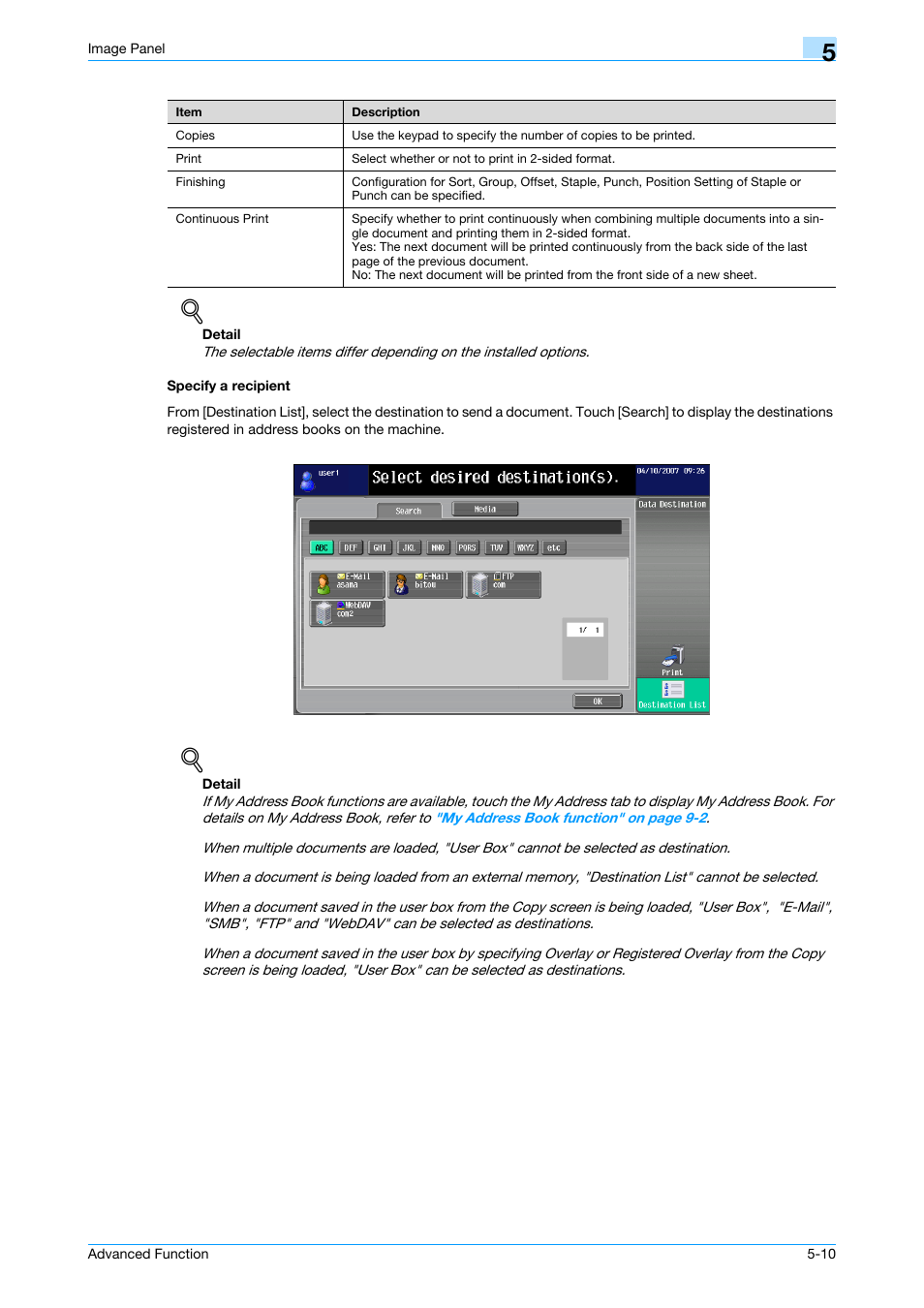 Specify a recipient, Specify a recipient -10, Specify a recipient" on | Konica Minolta bizhub 751 User Manual | Page 46 / 84