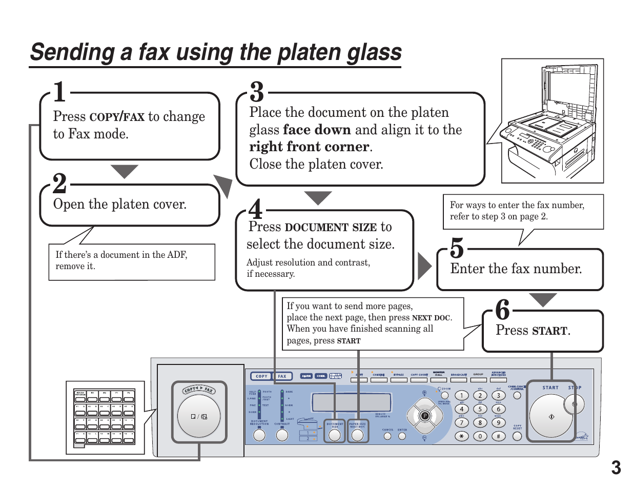 Sending a fax using the platen glass | Konica Minolta 7013 User Manual | Page 3 / 20