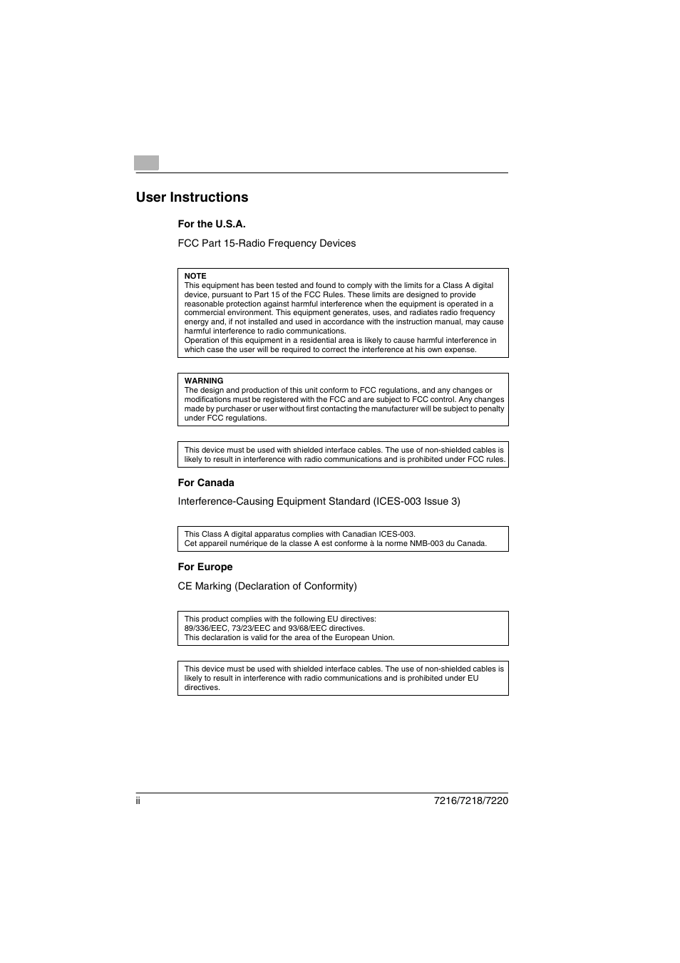 User instructions | Konica Minolta 8050 User Manual | Page 3 / 25