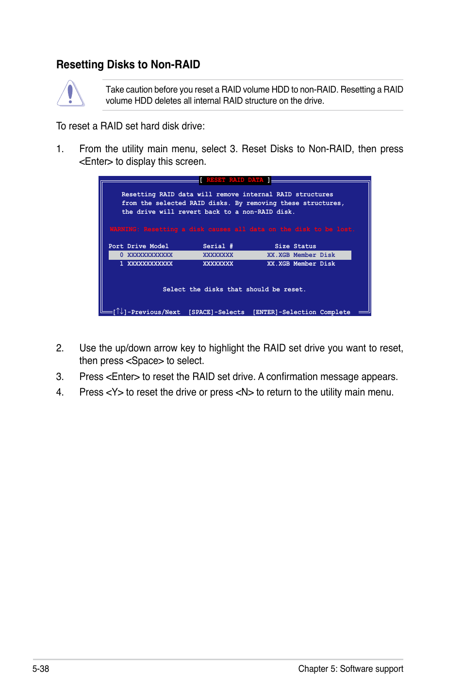 Resetting disks to non-raid | Asus P5K64 WS User Manual | Page 142 / 164