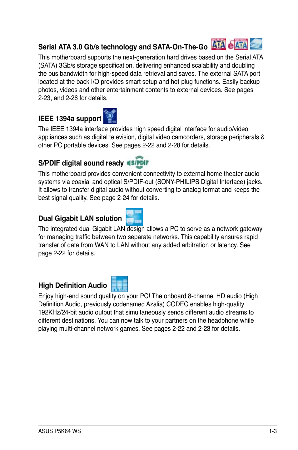 Asus P5K64 WS User Manual | Page 19 / 164