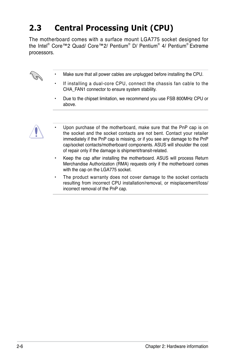 3 central processing unit (cpu) | Asus P5K64 WS User Manual | Page 32 / 164