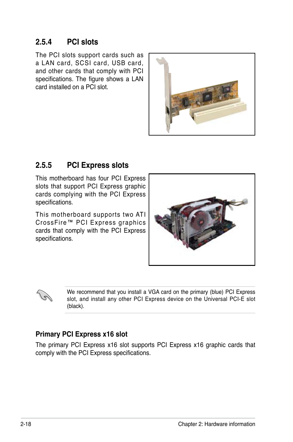 4 pci slots, 5 pci express slots | Asus P5K64 WS User Manual | Page 44 / 164