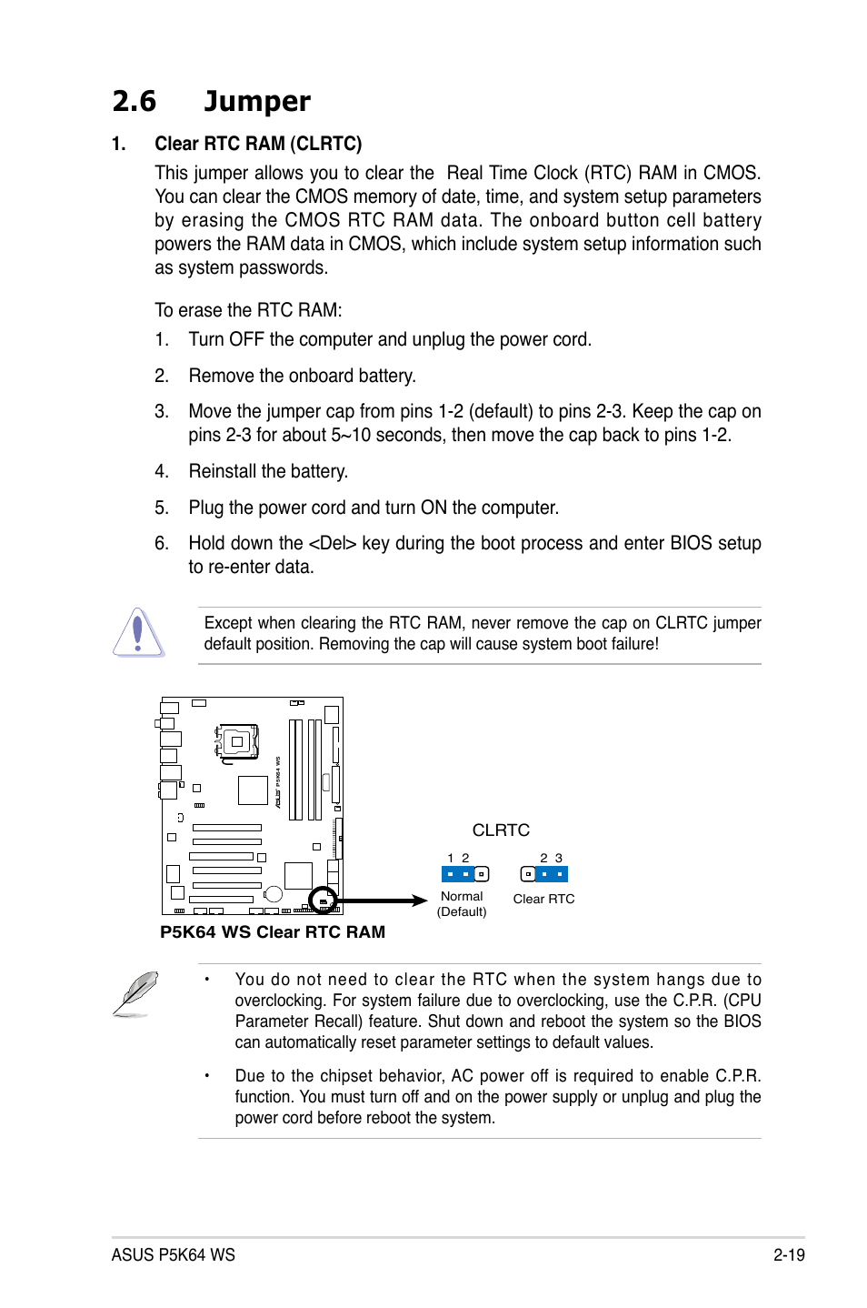 6 jumper | Asus P5K64 WS User Manual | Page 45 / 164