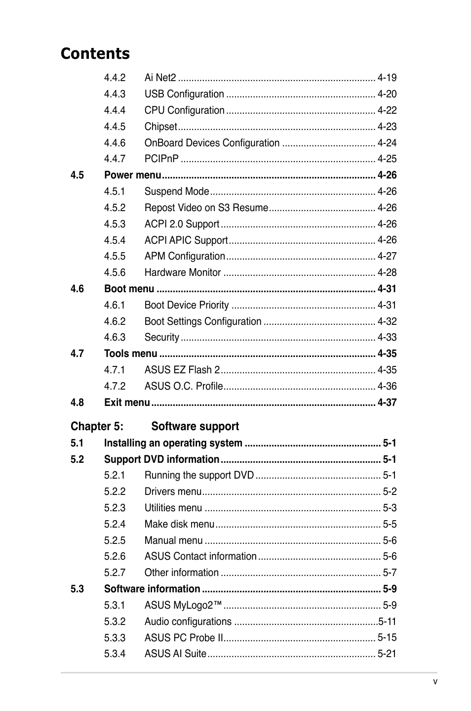 Asus P5K64 WS User Manual | Page 5 / 164