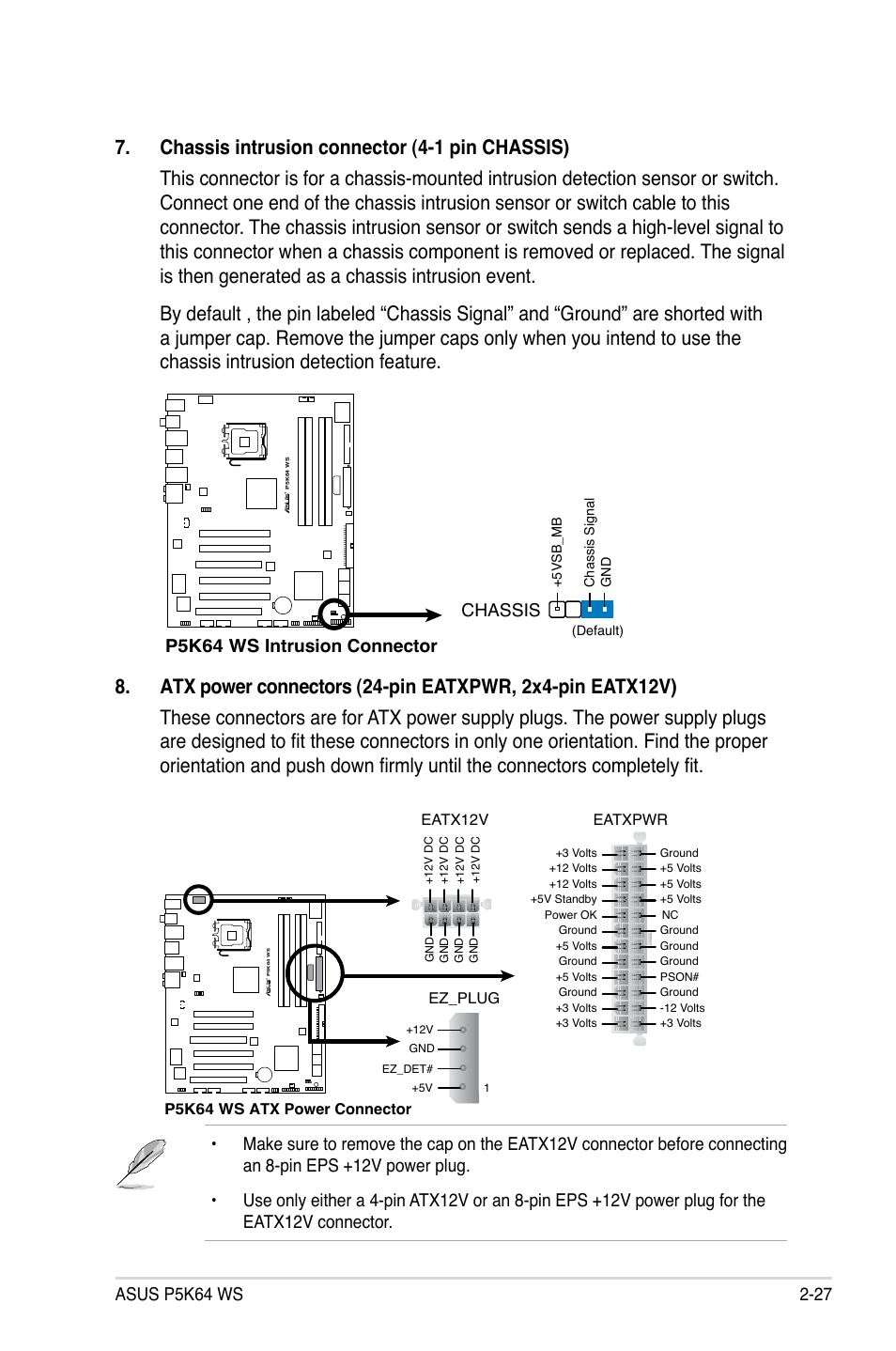 P5k64 ws intrusion connector chassis | Asus P5K64 WS User Manual | Page 53 / 164