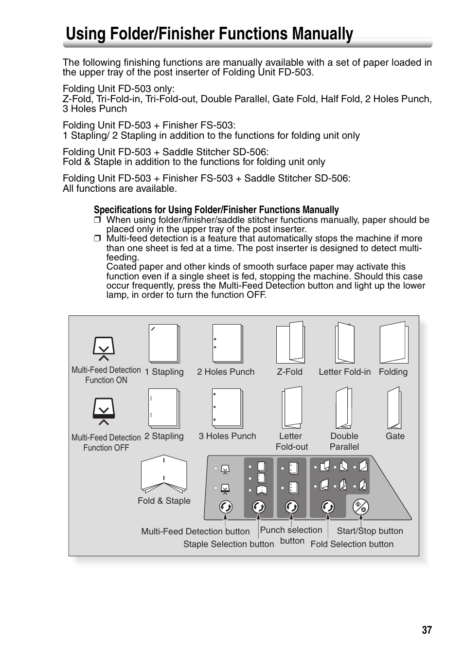 Using folder/finisher functions manually | Konica Minolta bizhub PRO 1050P User Manual | Page 41 / 88