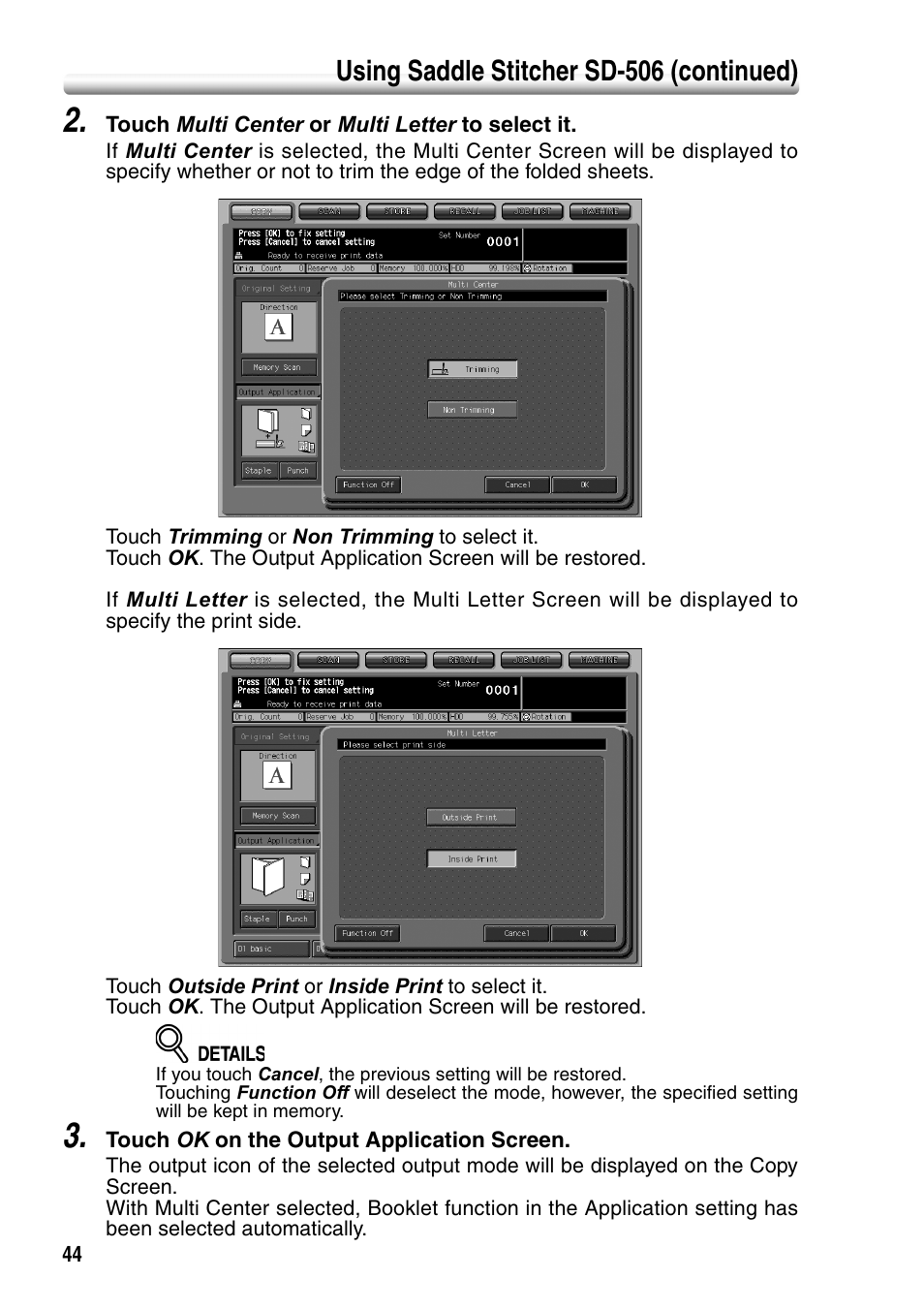 Using saddle stitcher sd-506 (continued) | Konica Minolta bizhub PRO 1050P User Manual | Page 48 / 88