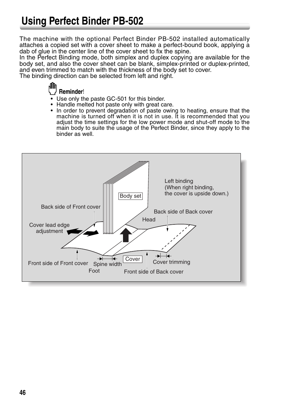 Using perfect binder pb-502 | Konica Minolta bizhub PRO 1050P User Manual | Page 50 / 88