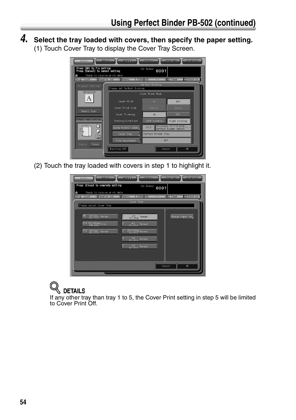 Using perfect binder pb-502 (continued) | Konica Minolta bizhub PRO 1050P User Manual | Page 58 / 88