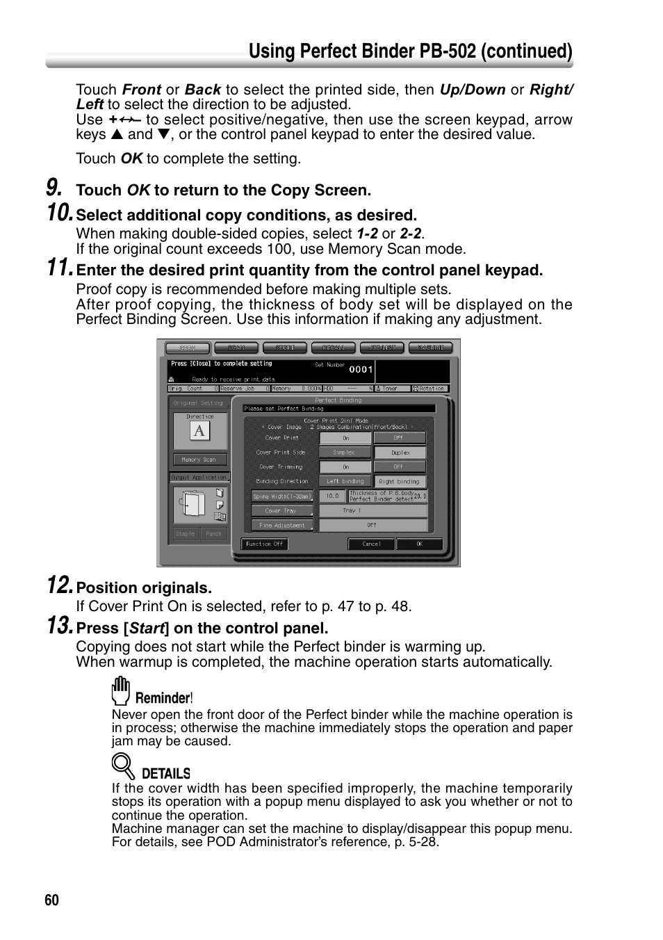 Using perfect binder pb-502 (continued) | Konica Minolta bizhub PRO 1050P User Manual | Page 64 / 88