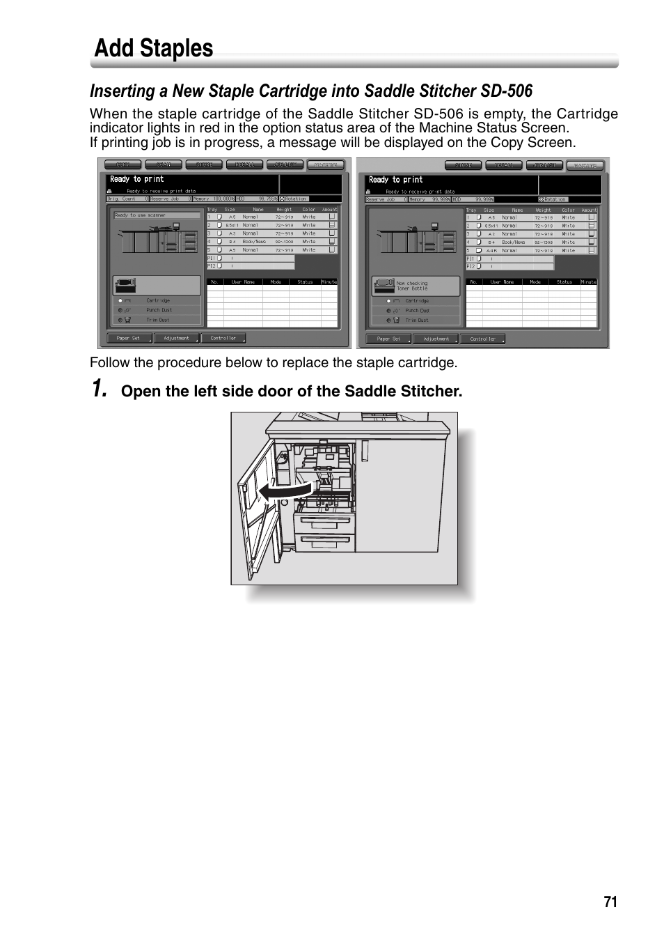 Add staples | Konica Minolta bizhub PRO 1050P User Manual | Page 75 / 88