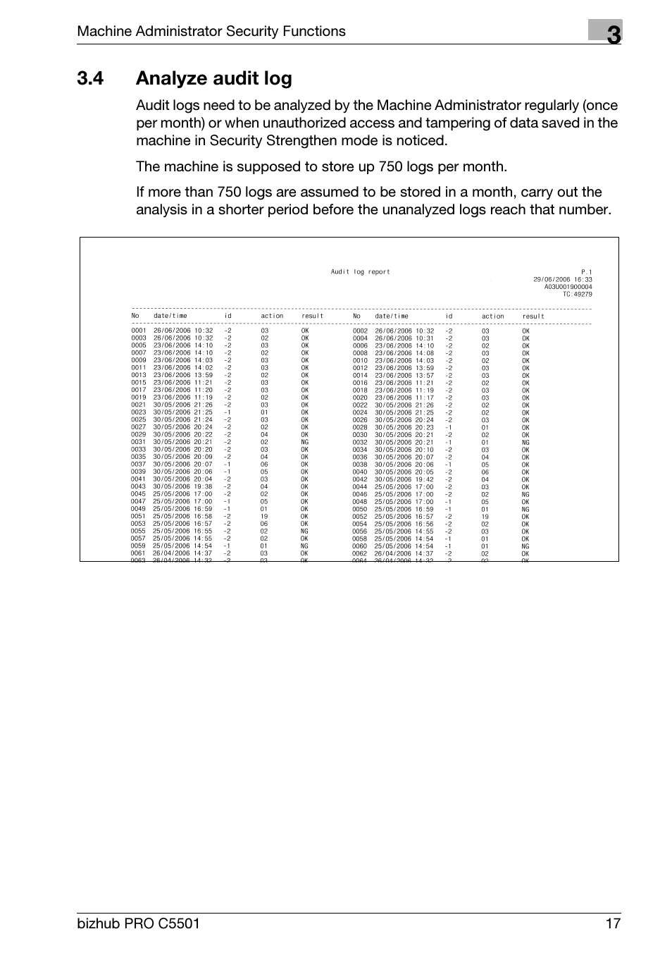 4 analyze audit log, Analyze audit log | Konica Minolta BIZHUB PRO C5501 User Manual | Page 25 / 32