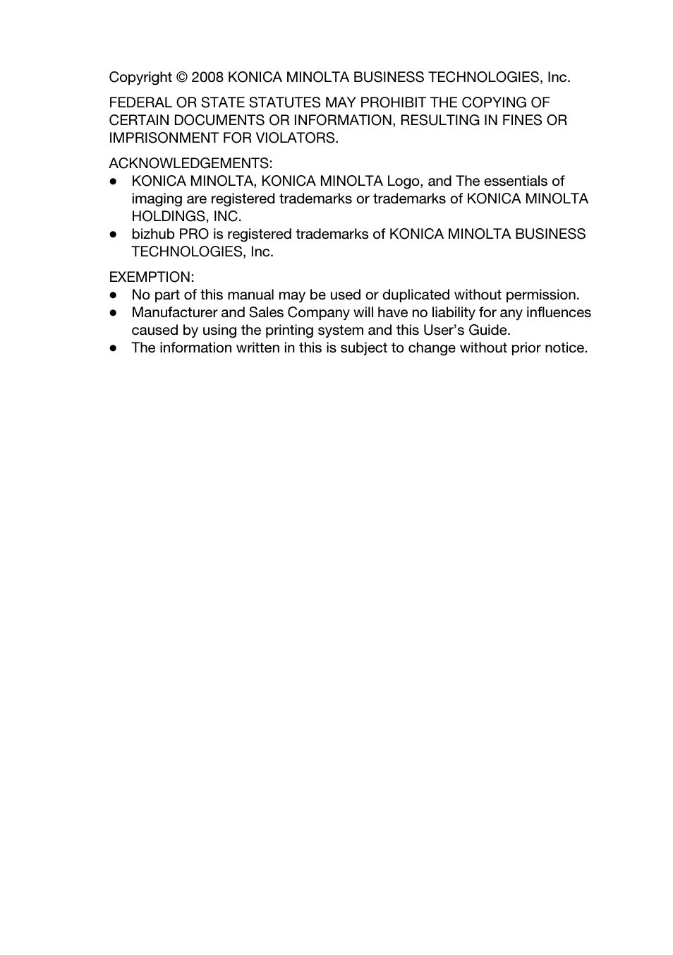 Konica Minolta BIZHUB PRO C5501 User Manual | Page 4 / 32