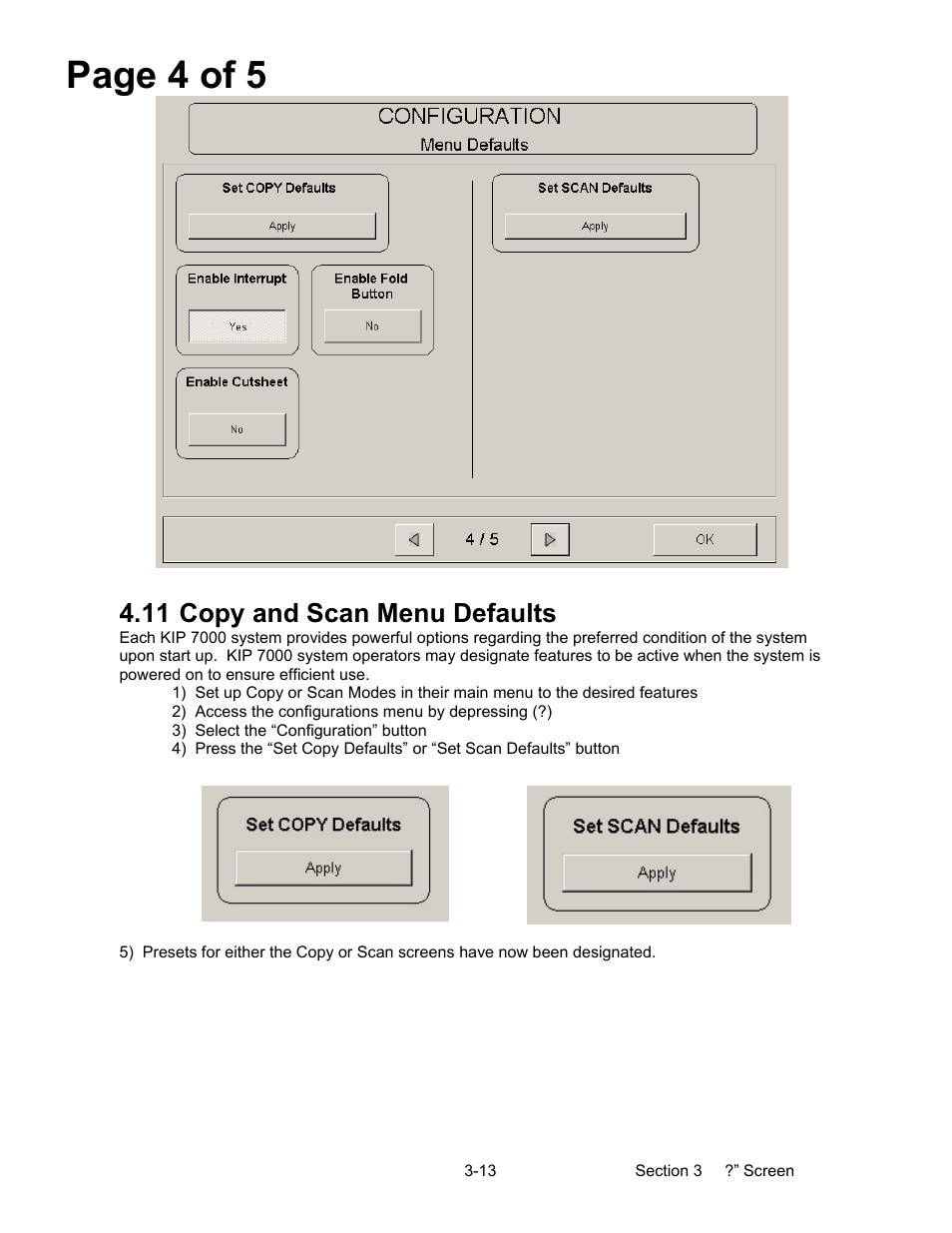 Page 4 of 5, 11 copy and scan menu defaults | Konica Minolta KIP 7000 User Manual | Page 108 / 294