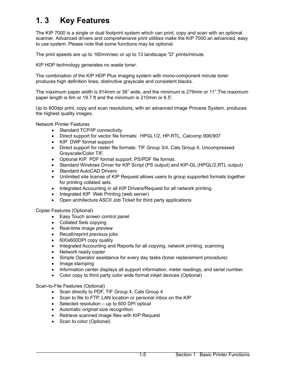 3 key features | Konica Minolta KIP 7000 User Manual | Page 11 / 294