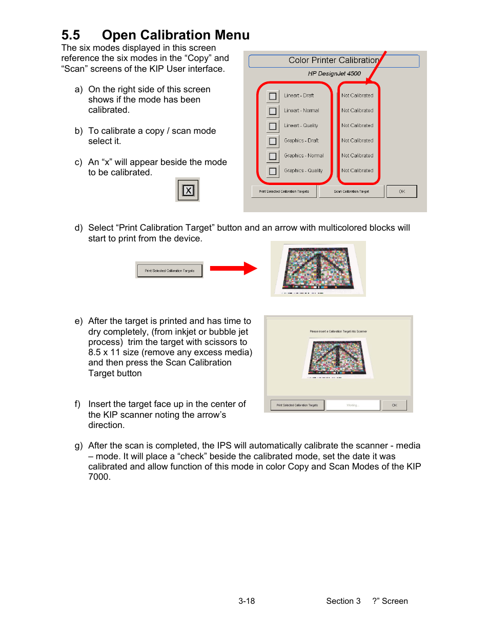 5 open calibration menu | Konica Minolta KIP 7000 User Manual | Page 113 / 294