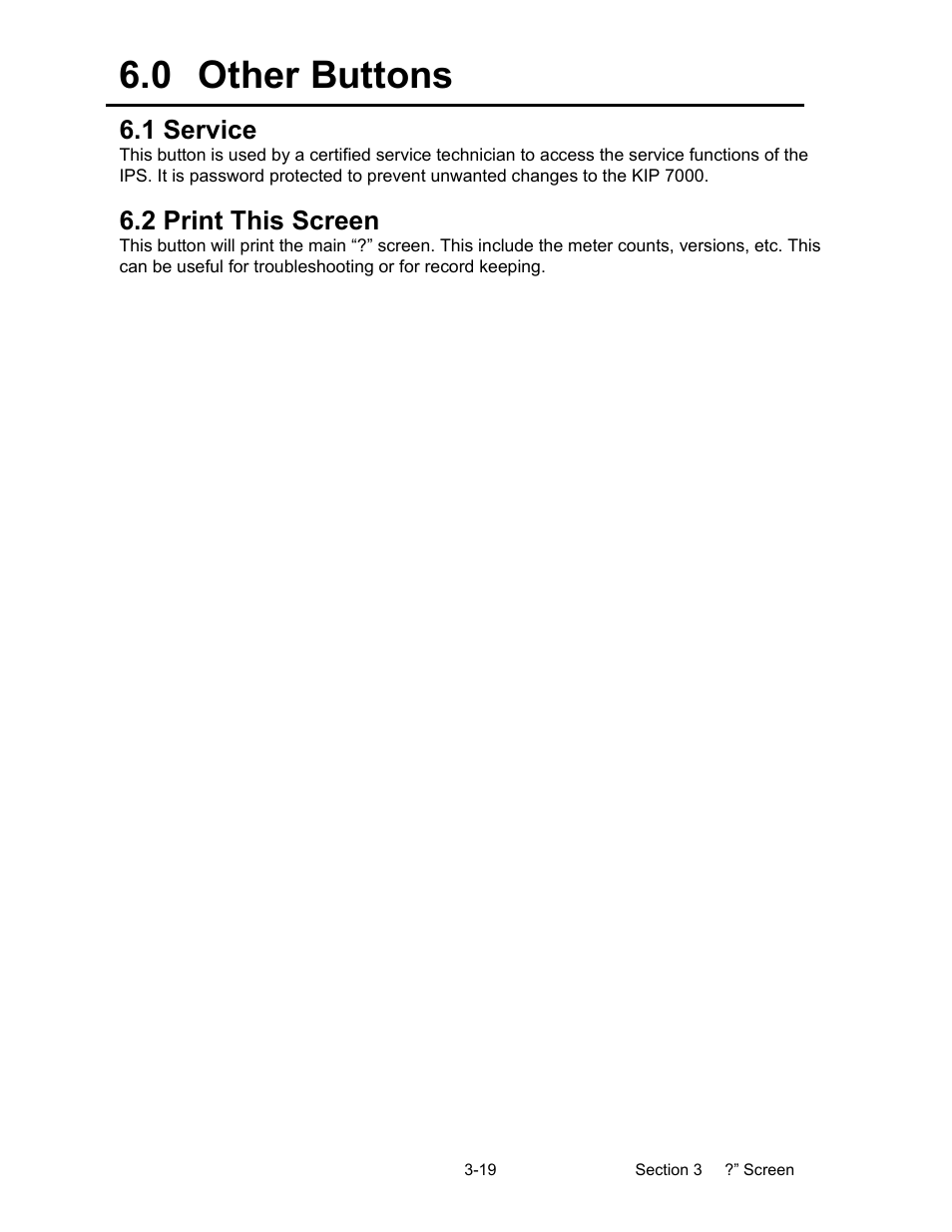 0 other buttons, 1 service, 2 print this screen | Konica Minolta KIP 7000 User Manual | Page 114 / 294