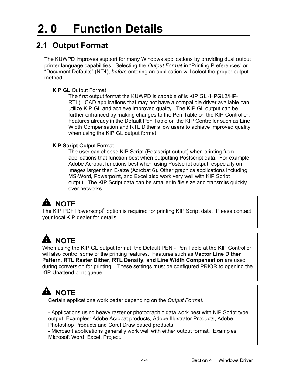 0 function details, 1 output format | Konica Minolta KIP 7000 User Manual | Page 118 / 294