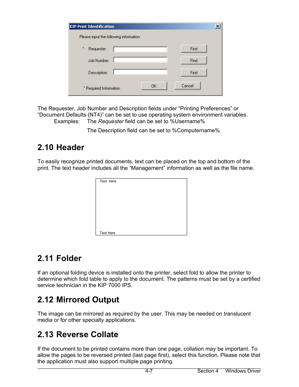 10 header, 11 folder, 12 mirrored output | 13 reverse collate | Konica Minolta KIP 7000 User Manual | Page 121 / 294