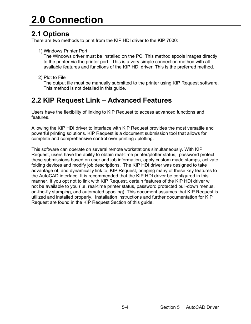 0 connection, 1 options, 2 kip request link – advanced features | Konica Minolta KIP 7000 User Manual | Page 142 / 294