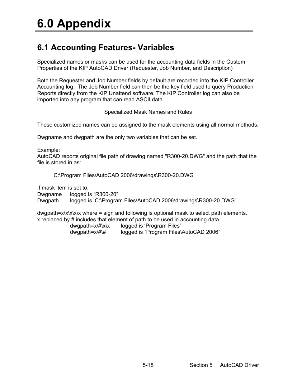 0 appendix, 1 accounting features- variables | Konica Minolta KIP 7000 User Manual | Page 156 / 294