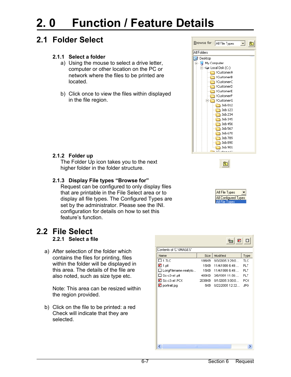 0 function / feature details, 1 folder select, 2 file select | Konica Minolta KIP 7000 User Manual | Page 163 / 294