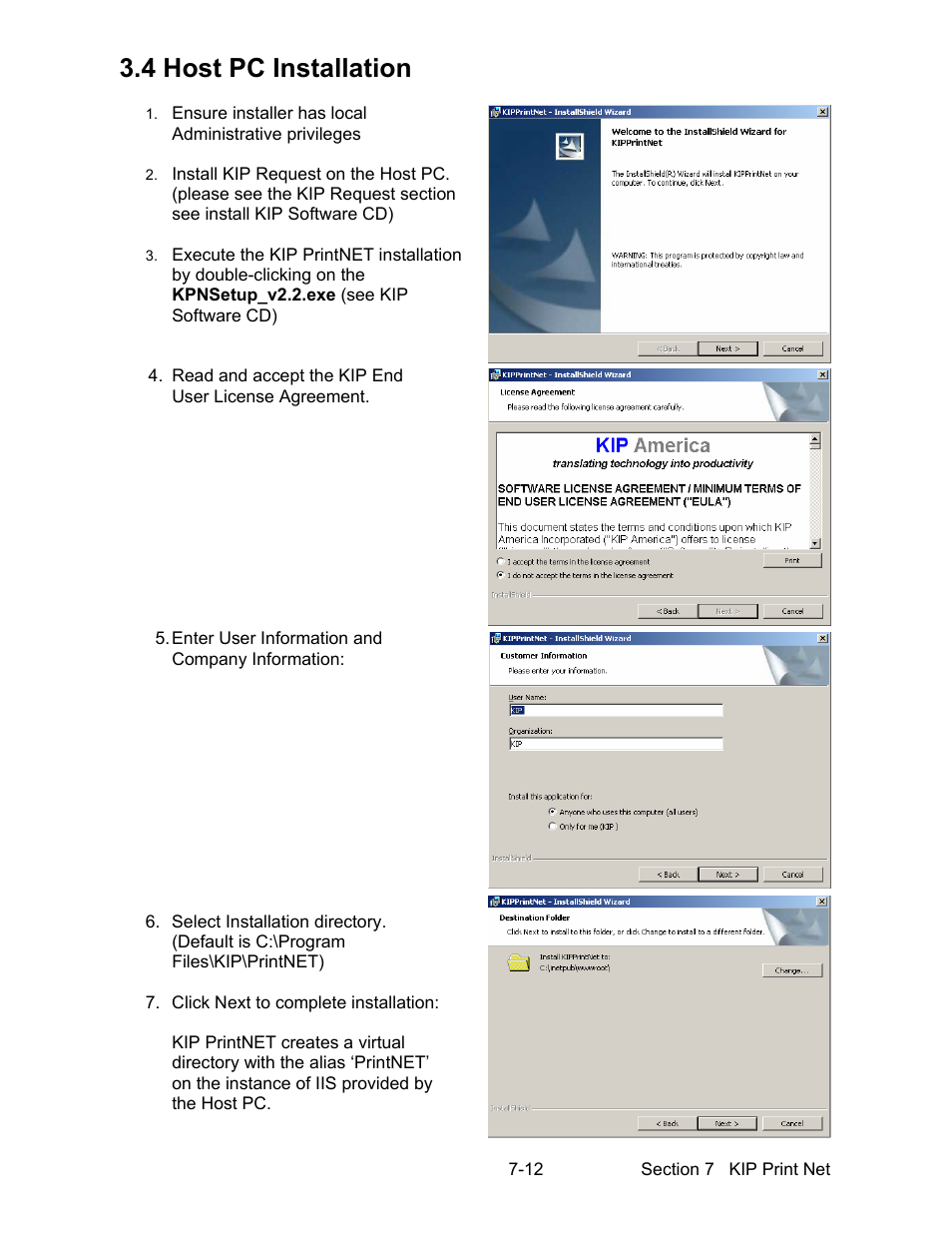 4 host pc installation | Konica Minolta KIP 7000 User Manual | Page 224 / 294