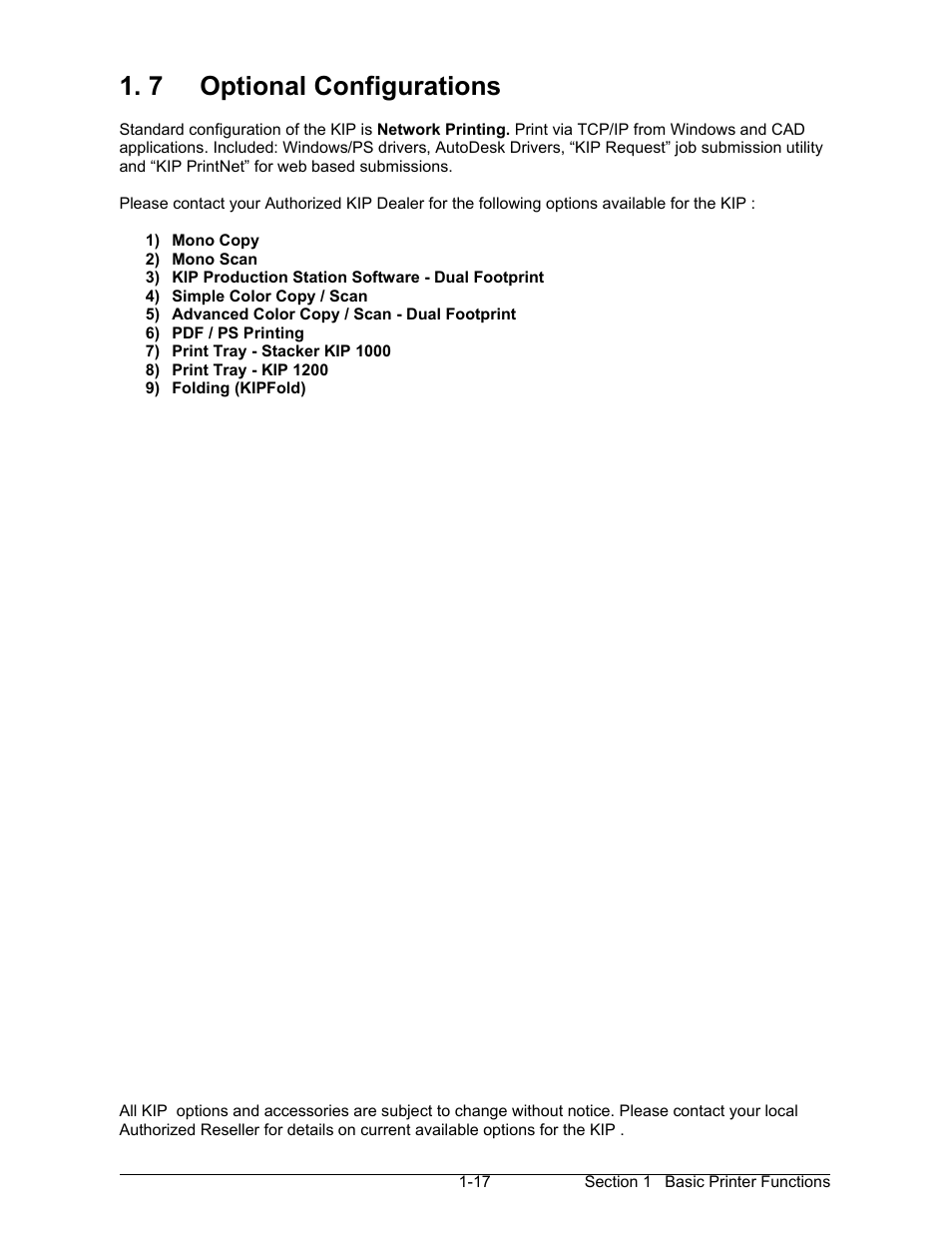 7 optional configurations | Konica Minolta KIP 7000 User Manual | Page 23 / 294