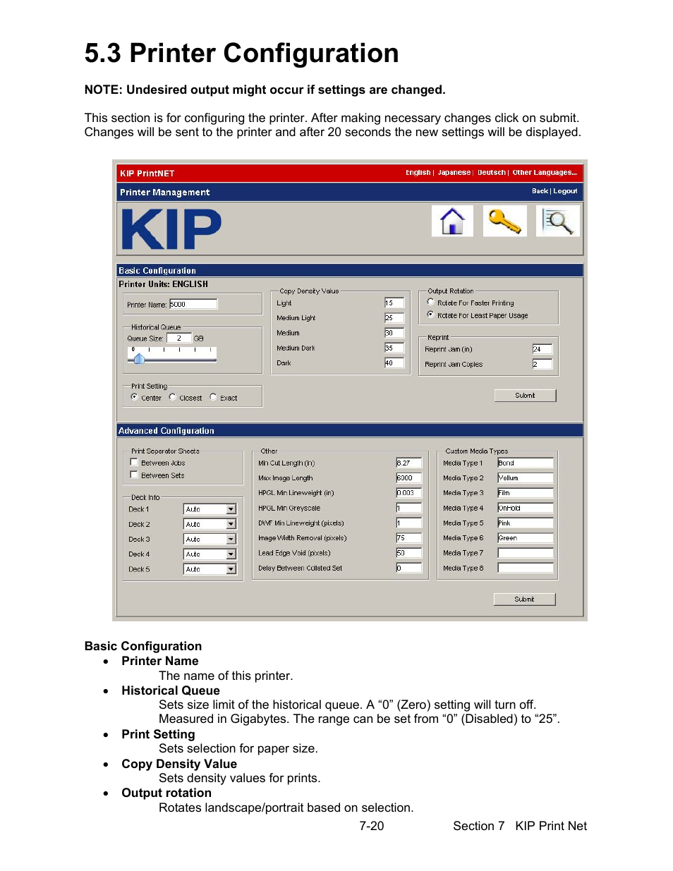 3 printer configuration | Konica Minolta KIP 7000 User Manual | Page 232 / 294